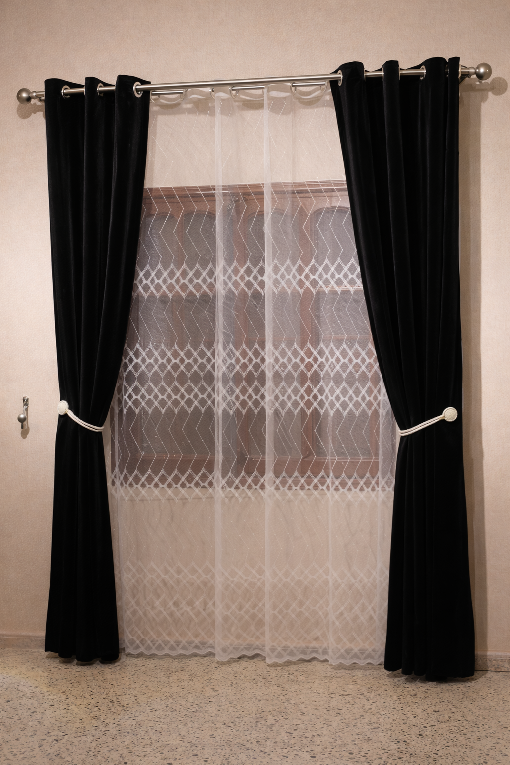 rideaux et cache-rideau simples (3 pièces)